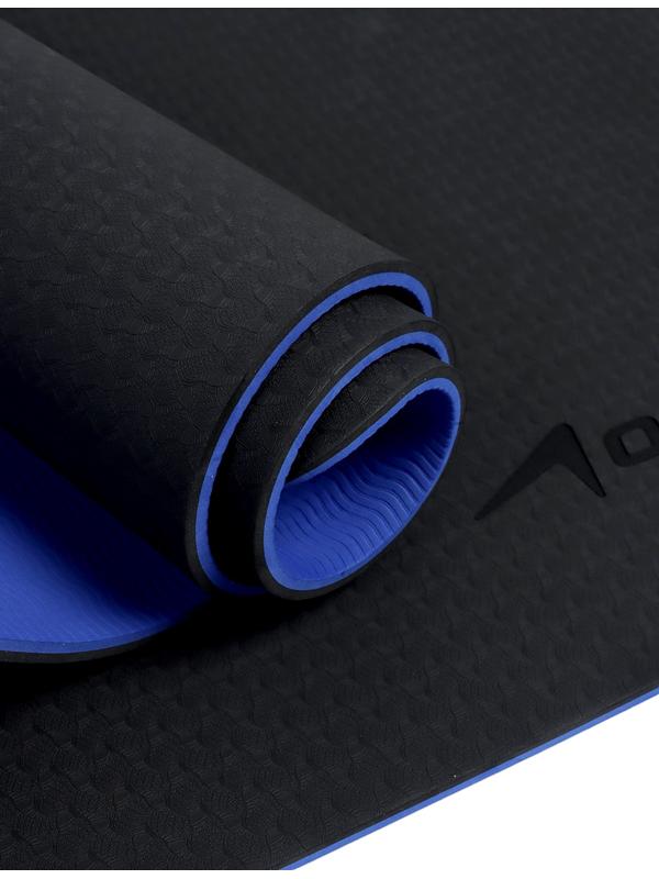Коврик для фитнеса и йоги ONLYTOP, 183×61× 0.8 см, черный/ультрамариновый