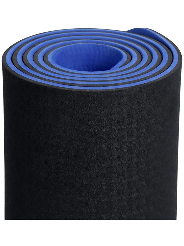 Коврик для фитнеса и йоги ONLYTOP, 183×61× 0.8 см, черный/ультрамариновый