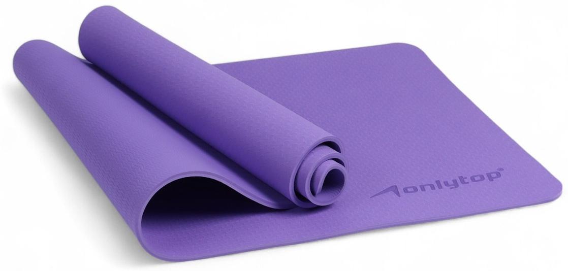 Коврик для фитнеса и йоги ONLYTOP, 183×61× 0.8 см, фиолетовый