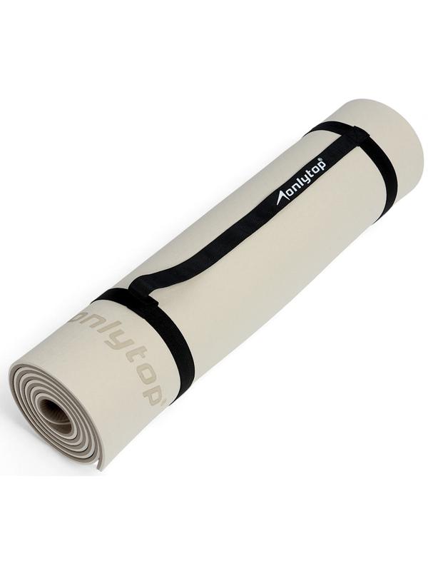 Коврик для фитнеса и йоги ONLYTOP, 183×61× 0.8 см, молочный/темно-коричневый