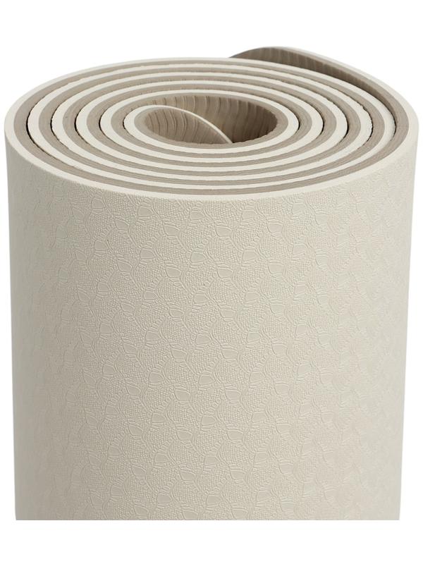 Коврик для фитнеса и йоги ONLYTOP, 183×61× 0.8 см, молочный/темно-коричневый