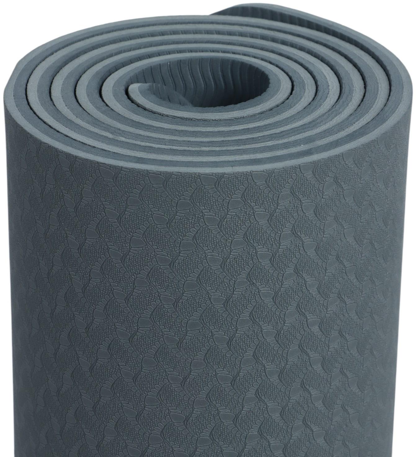 Коврик для фитнеса и йоги ONLYTOP, 183×61× 0.8 см, графитовый