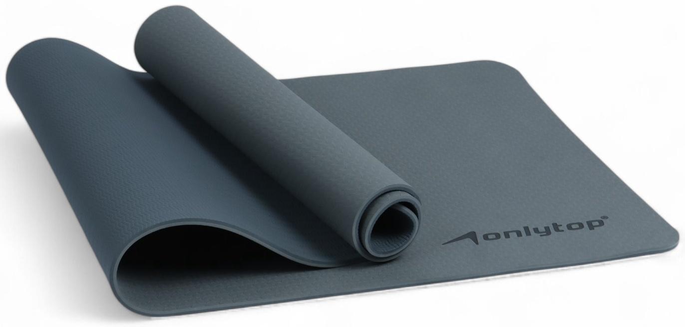 Коврик для фитнеса и йоги ONLYTOP, 183×61× 0.8 см, графитовый