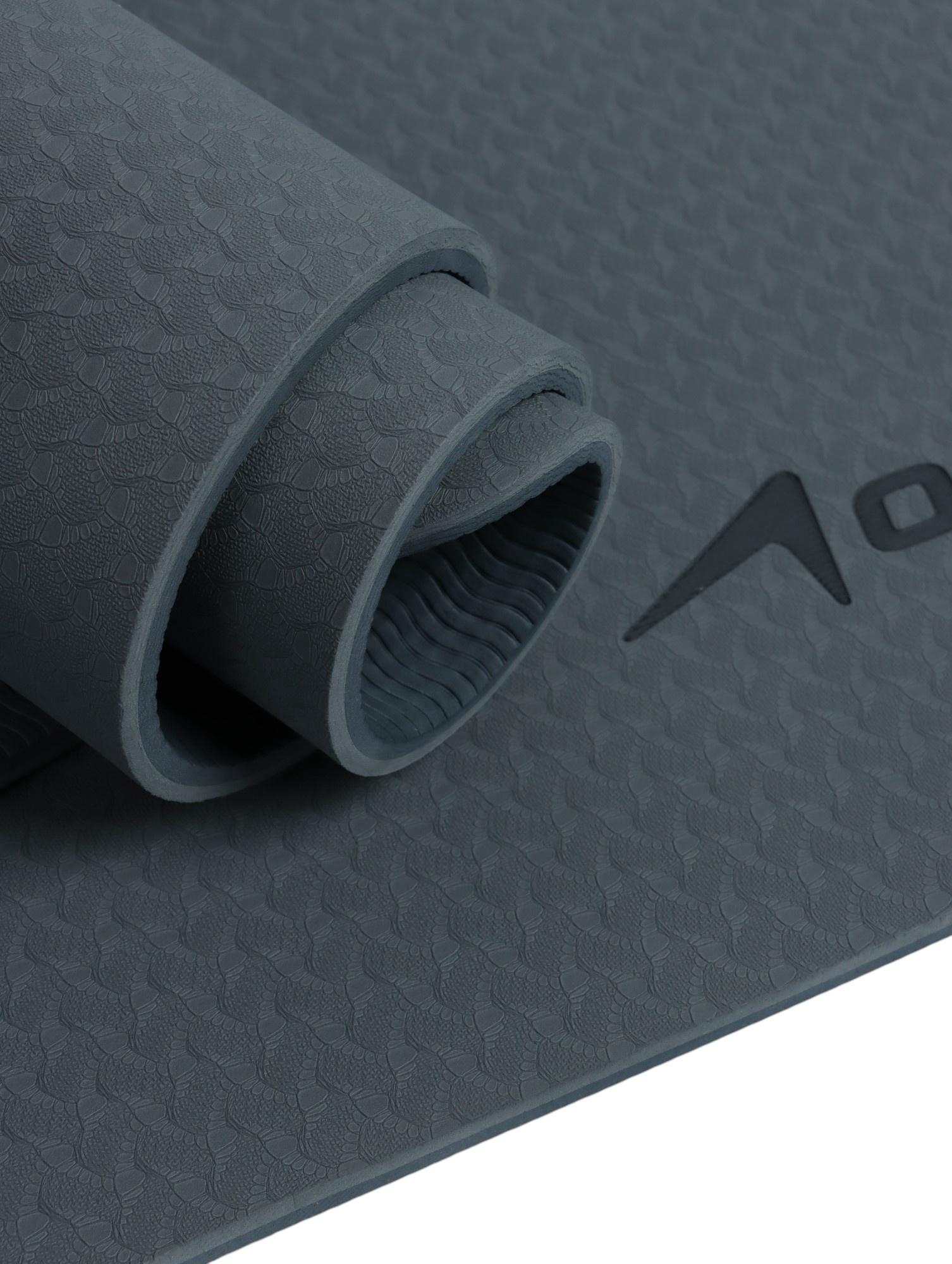 Коврик для фитнеса и йоги ONLYTOP, 183×61× 0.8 см, графитовый