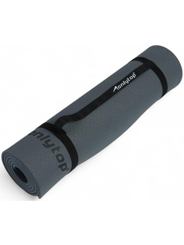 Коврик для фитнеса и йоги ONLYTOP, 183×61× 0.8 см, графитовый