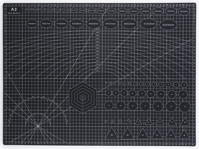 Мат для резки, пятислойный, 60×45 см, А2, чёрный