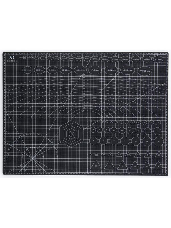 Мат для резки, пятислойный, 60×45 см, А2, чёрный