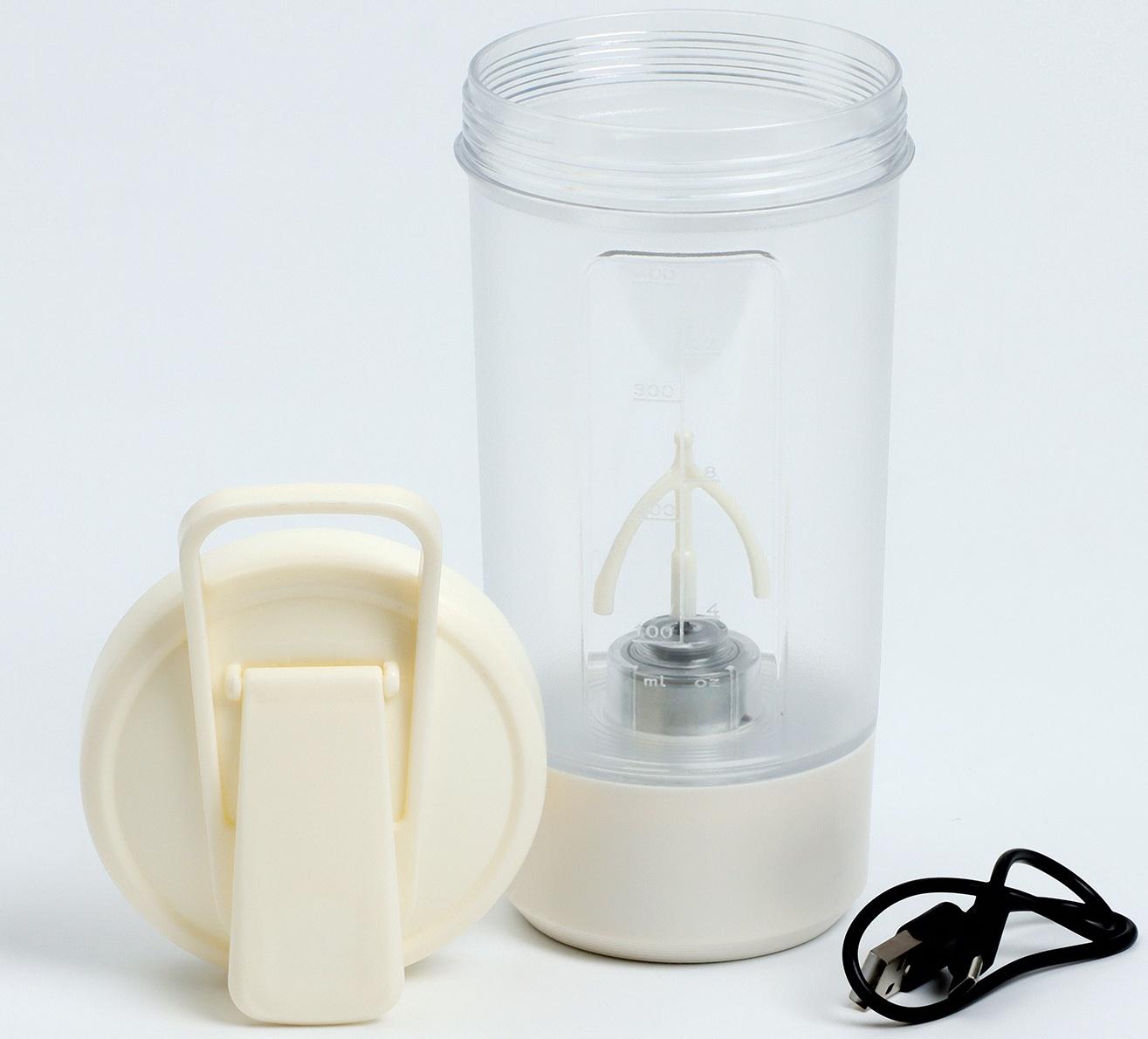 Шейкер спортивный для коктейлей и воды, с мерной шкалой, 400 мл, 9 х 11 х 19.5 см, 500 мАч   1078933