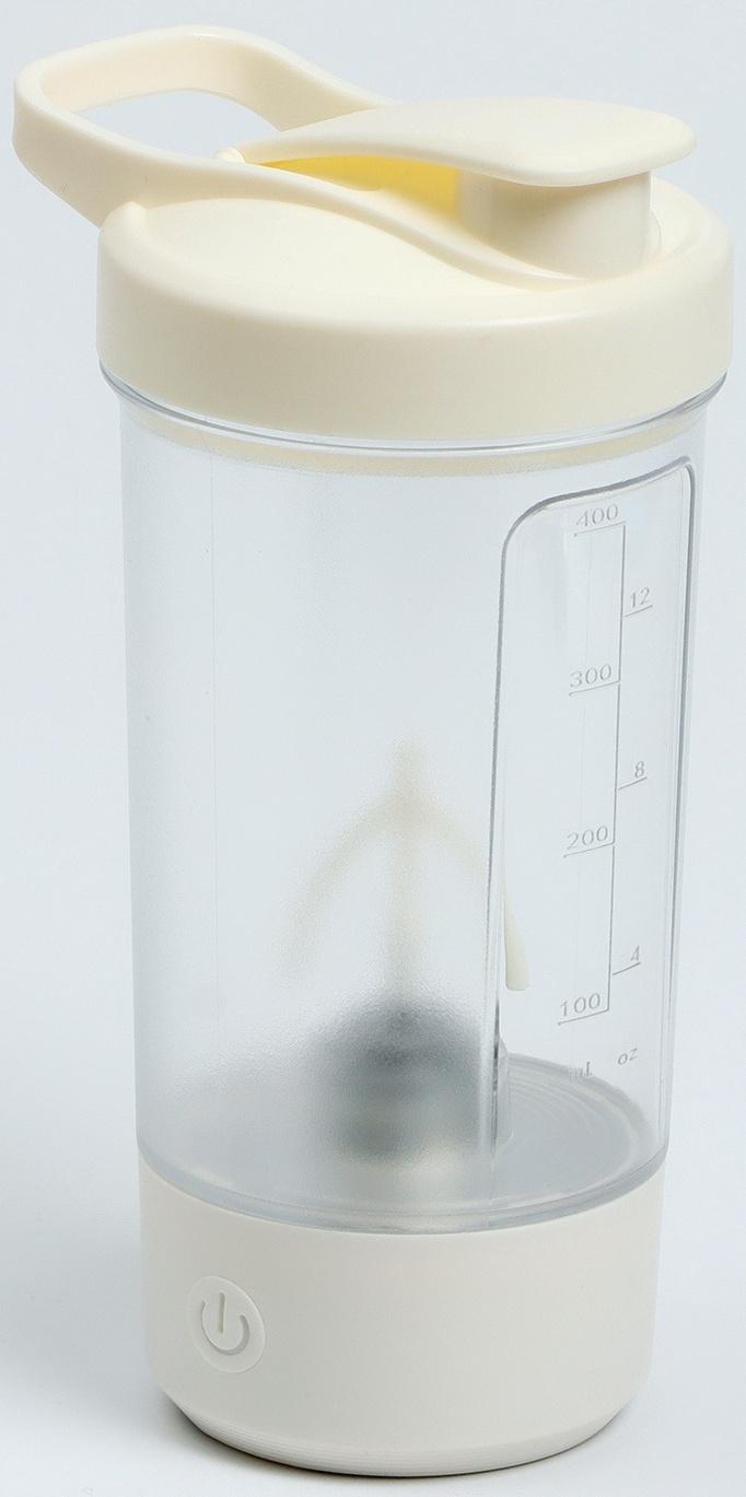 Шейкер спортивный для коктейлей и воды, с мерной шкалой, 400 мл, 9 х 11 х 19.5 см, 500 мАч   1078933