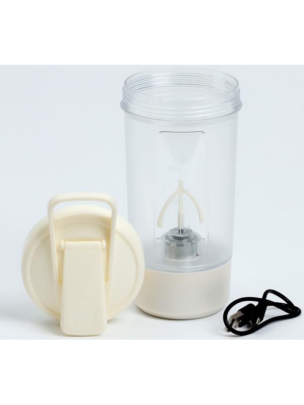 Шейкер спортивный для коктейлей и воды, с мерной шкалой, 400 мл, 9 х 11 х 19.5 см, 500 мАч   1078933