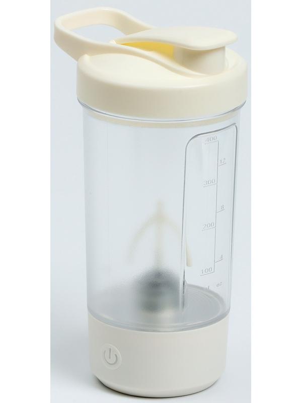 Шейкер спортивный для коктейлей и воды, с мерной шкалой, 400 мл, 9 х 11 х 19.5 см, 500 мАч   1078933