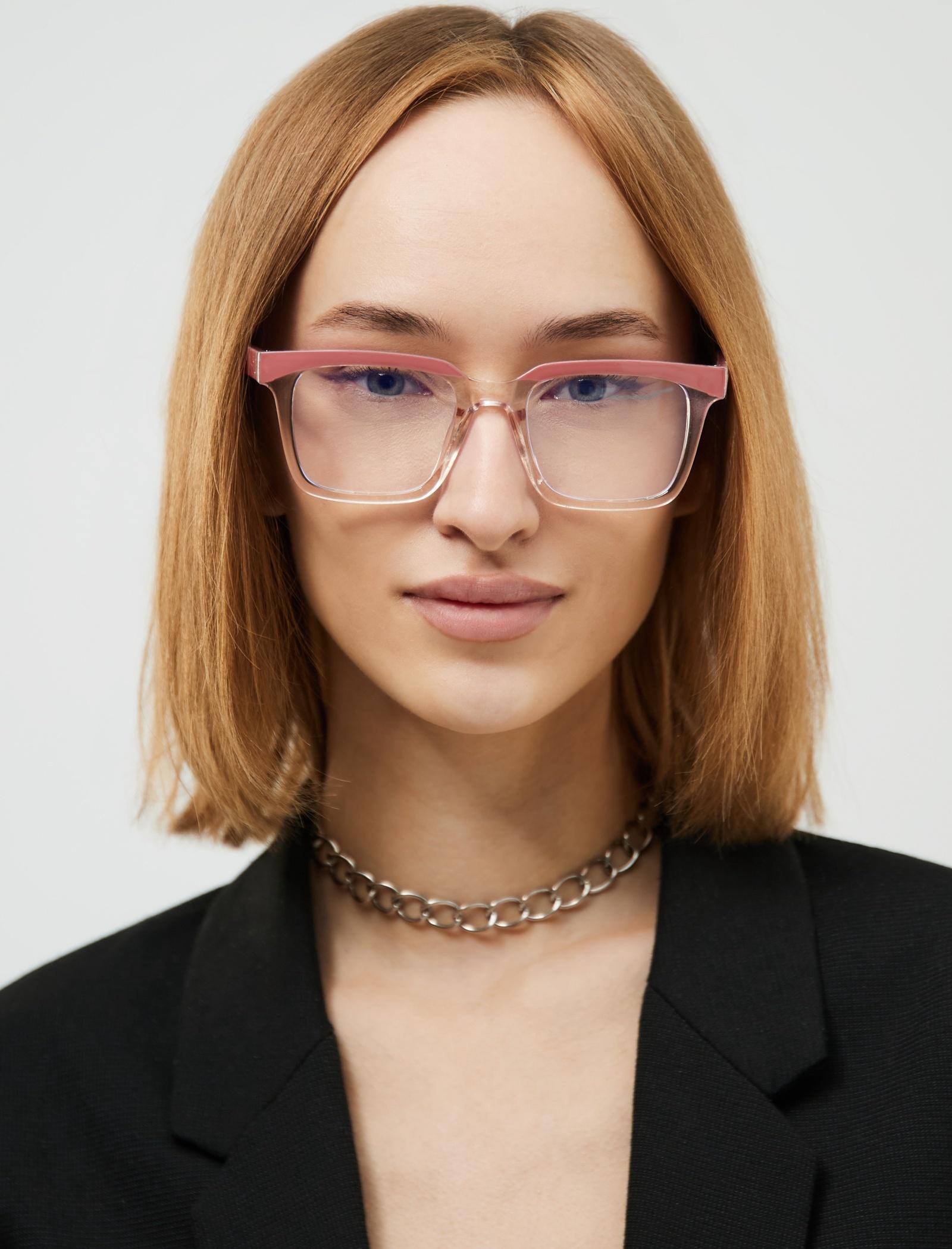 Очки для компьютера женские, имиджевые, ширина 13.8 см, дужка 13.8 см, линза 6.3×4.6 см, розовые