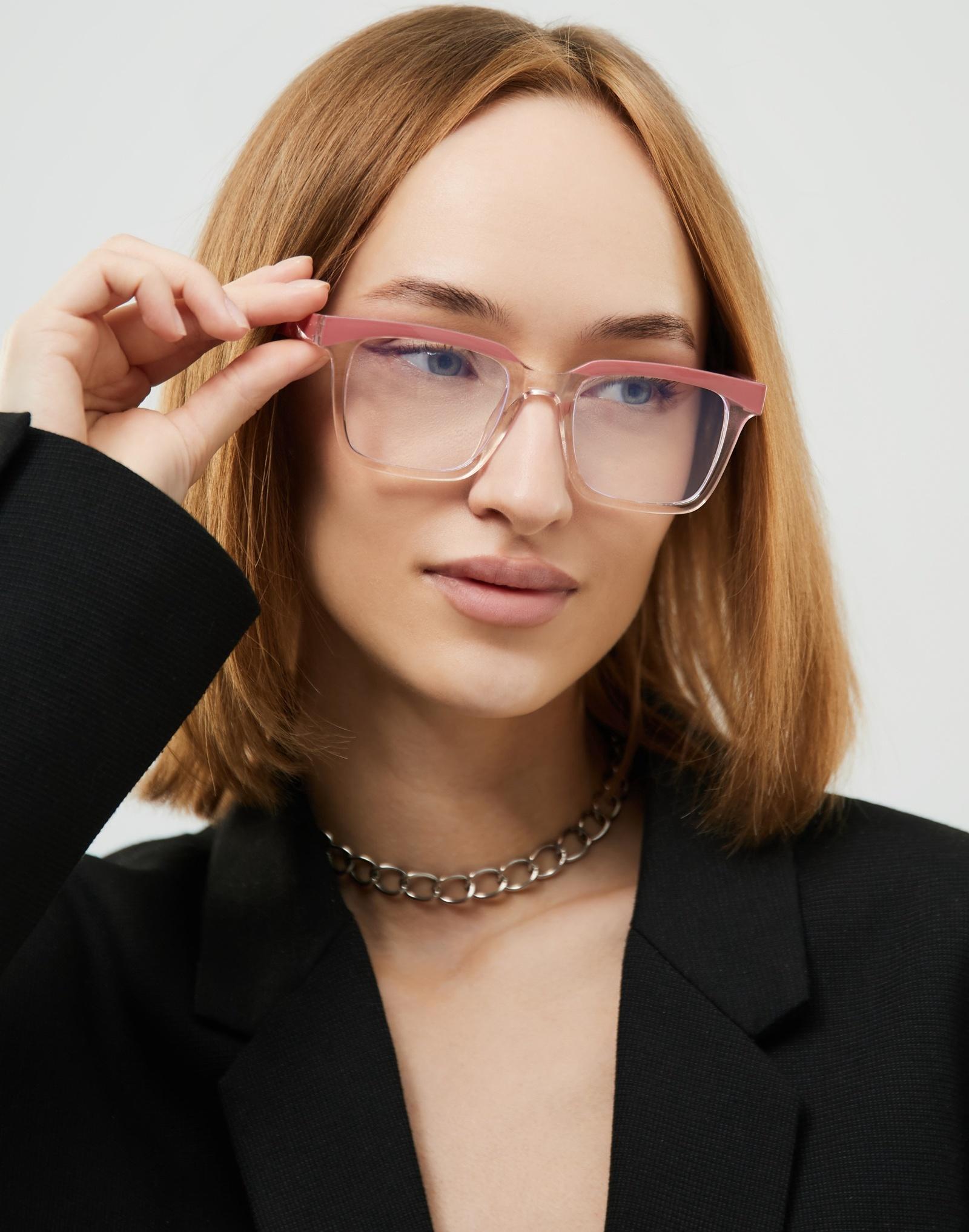 Очки для компьютера женские, имиджевые, ширина 13.8 см, дужка 13.8 см, линза 6.3×4.6 см, розовые