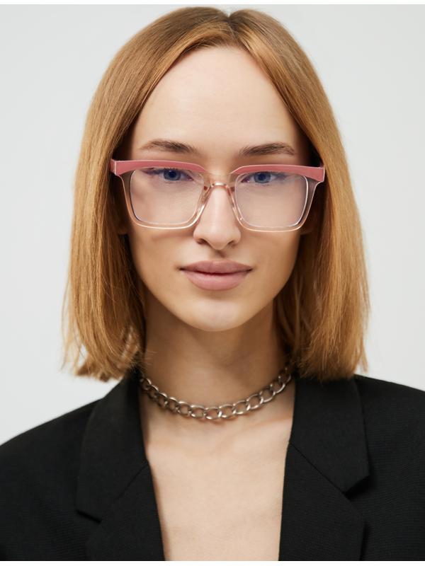 Очки для компьютера женские, имиджевые, ширина 13.8 см, дужка 13.8 см, линза 6.3×4.6 см, розовые