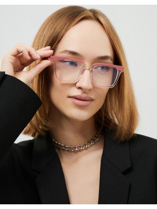 Очки для компьютера женские, имиджевые, ширина 13.8 см, дужка 13.8 см, линза 6.3×4.6 см, розовые