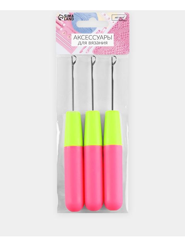 Игла для поднятия петель, 15.5 см, d=3 мм, розовая, жёлтая, цена за 1 штуку
