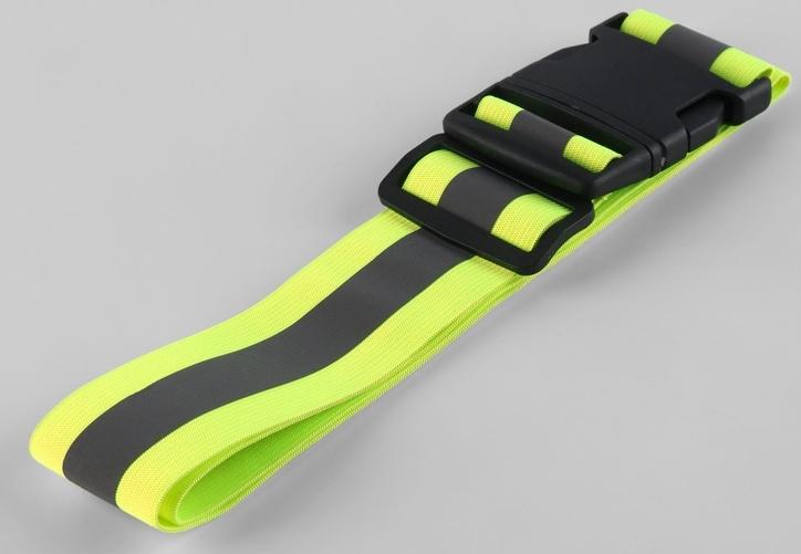 Пояс светоотражающий, эластичный, с фастексом, 50 - 100 см × 4.5 см, зелёный