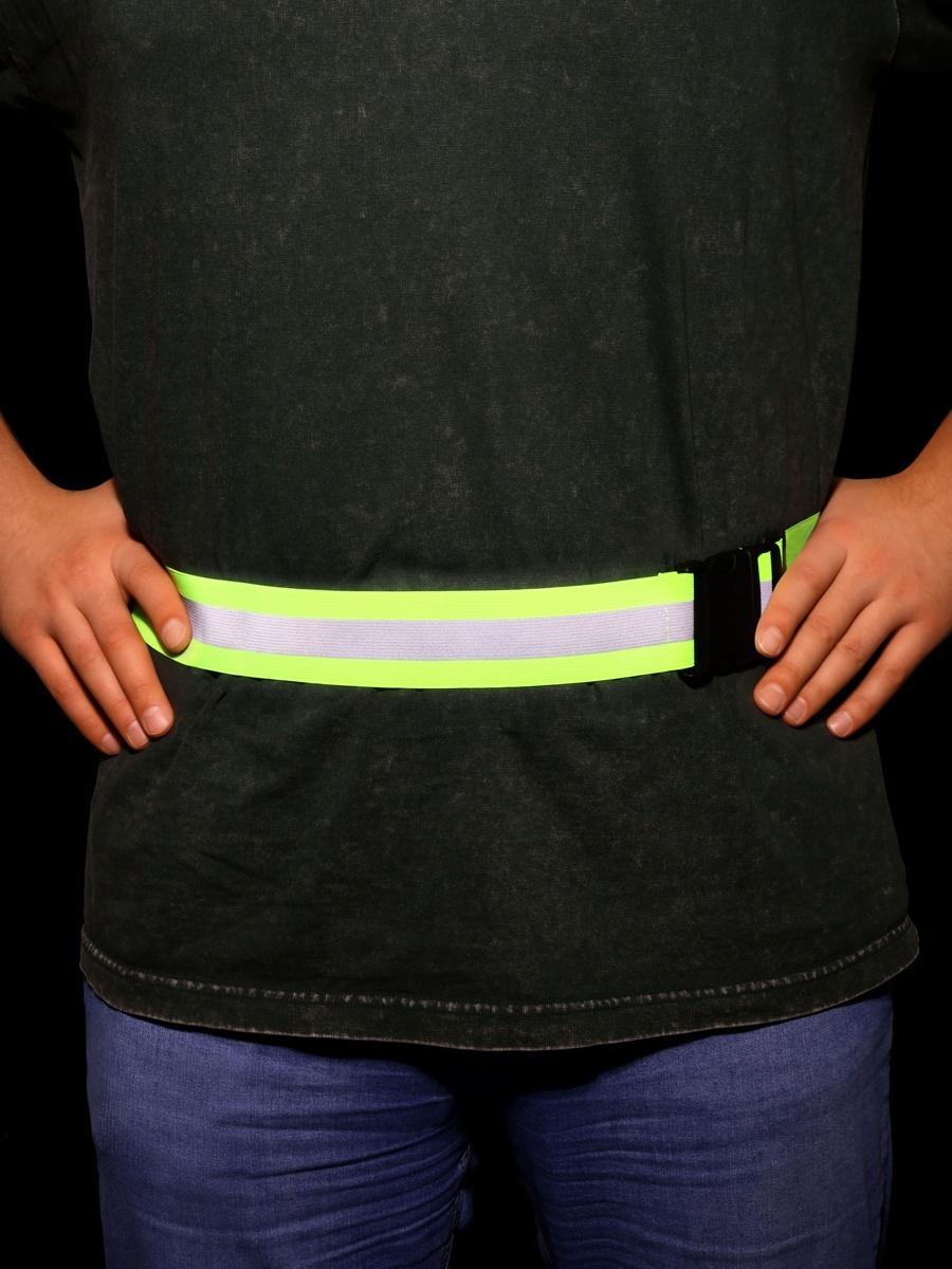 Пояс светоотражающий, эластичный, с фастексом, 50 - 100 см × 4.5 см, зелёный