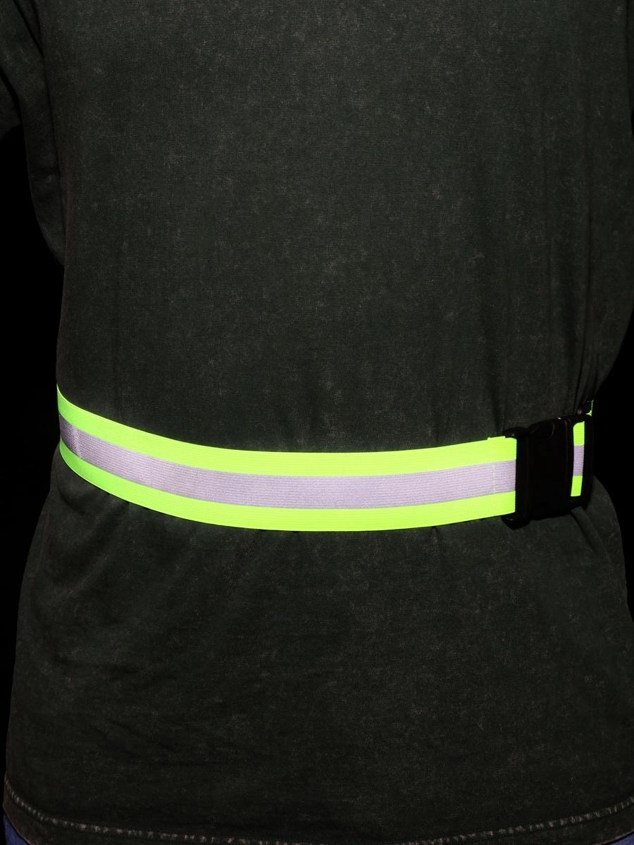 Пояс светоотражающий, эластичный, с фастексом, 50 - 100 см × 4.5 см, зелёный