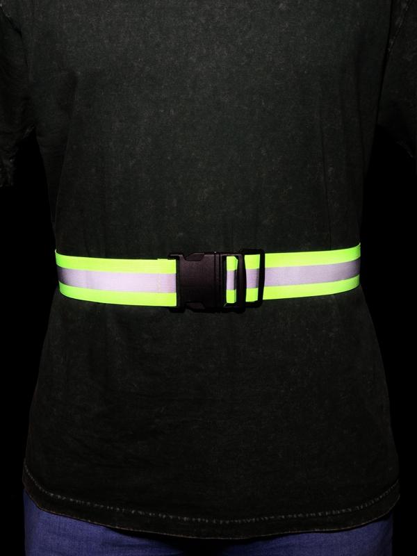 Пояс светоотражающий, эластичный, с фастексом, 50 - 100 см × 4.5 см, зелёный