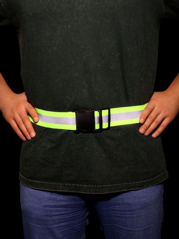 Пояс светоотражающий, эластичный, с фастексом, 50 - 100 см × 4.5 см, зелёный