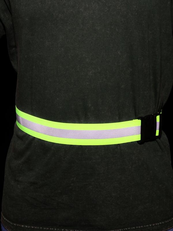 Пояс светоотражающий, эластичный, с фастексом, 50 - 100 см × 4.5 см, зелёный