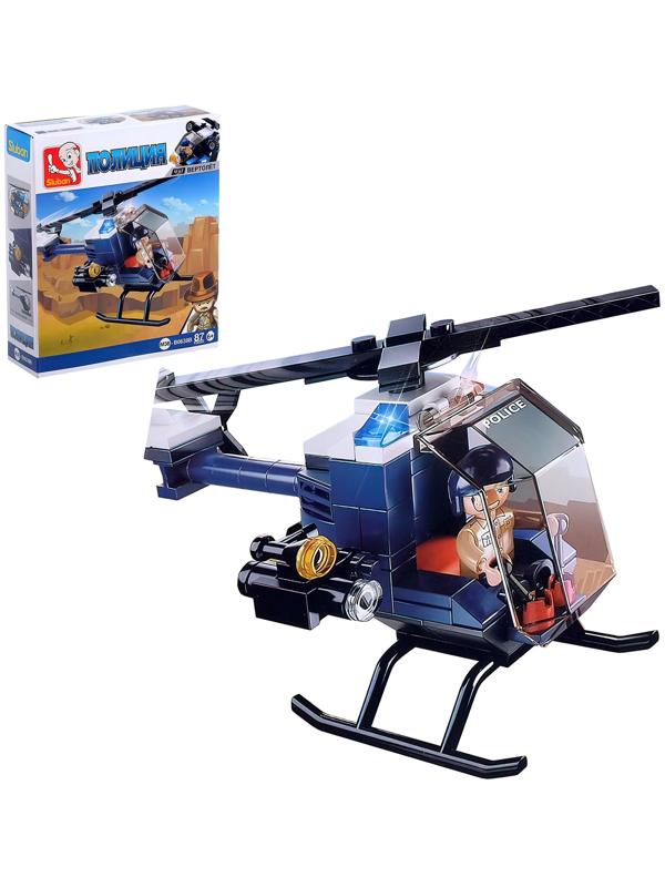 Конструктор блочный для мальчиков Полиция «Полицейский вертолёт», 87 деталей
