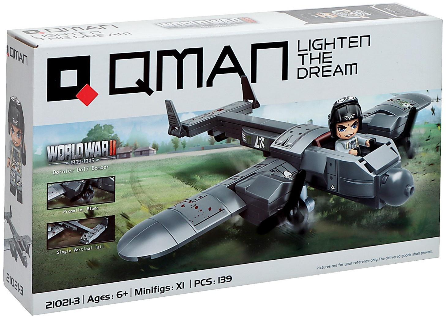 Конструктор блочный Вторая мировая война «Военный самолёт», 139 деталей