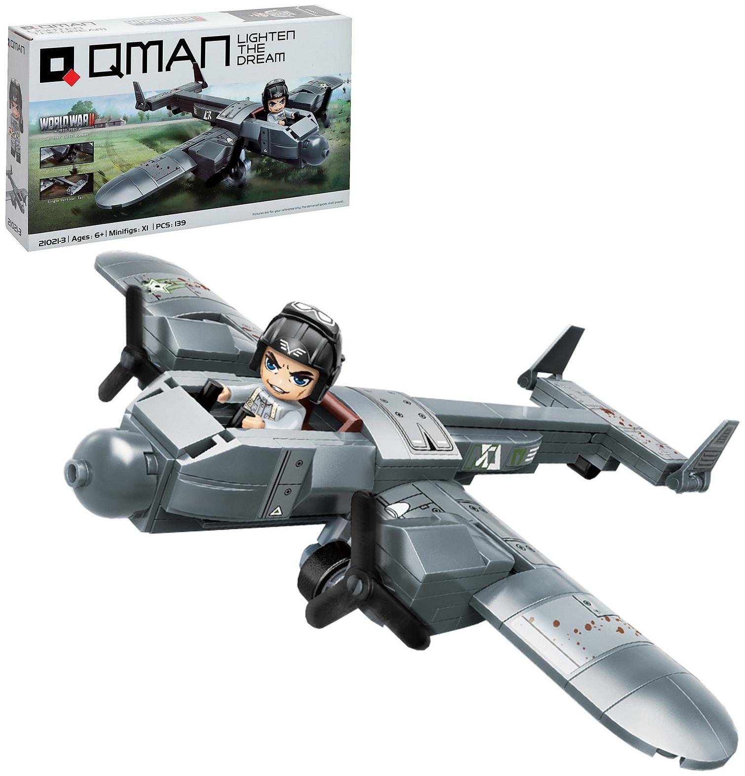 Конструктор блочный Вторая мировая война «Военный самолёт», 139 деталей