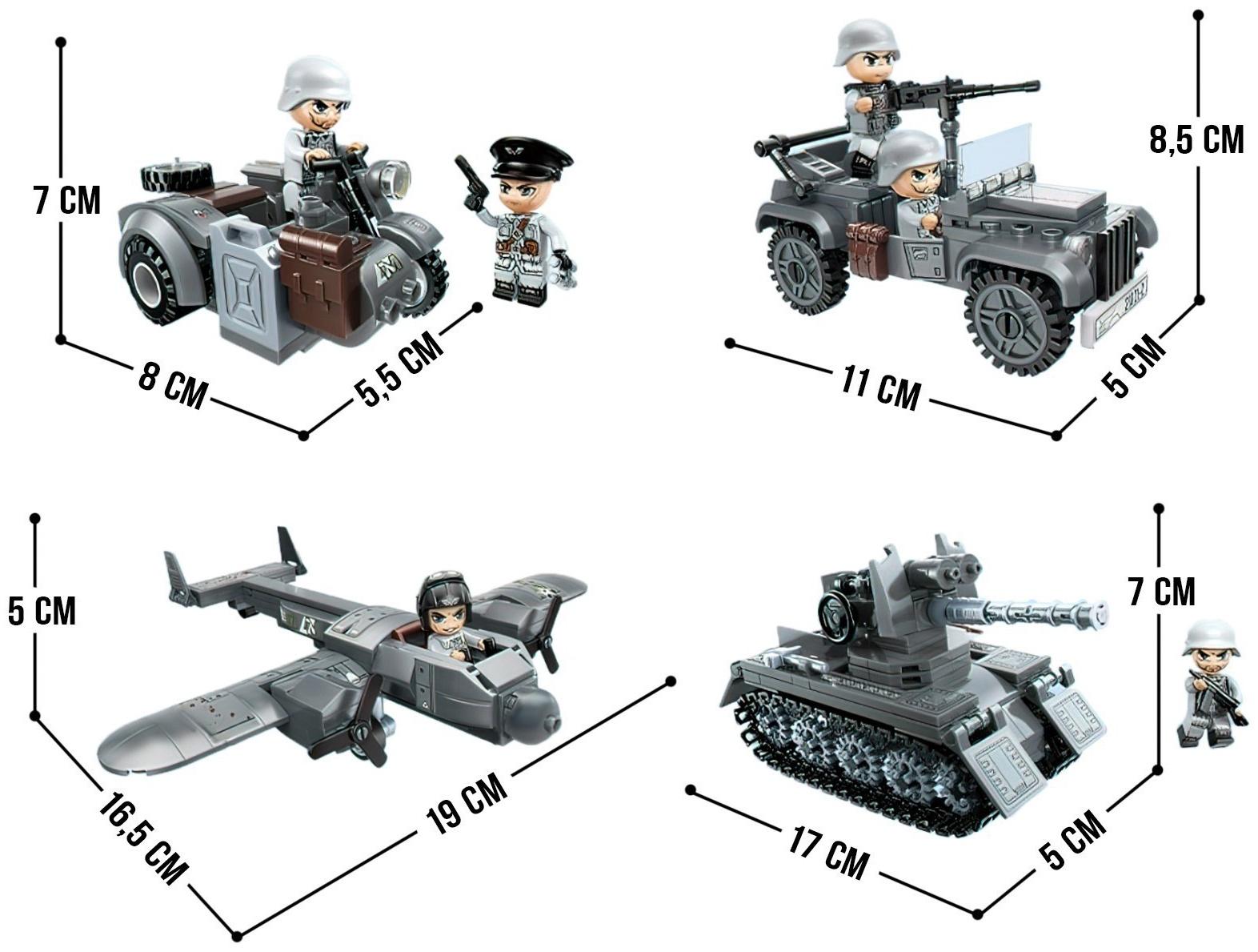 Конструктор блочный Вторая мировая война «Военный мотоцикл», 69 деталей