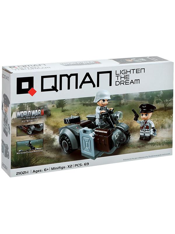 Конструктор блочный Вторая мировая война «Военный мотоцикл», 69 деталей