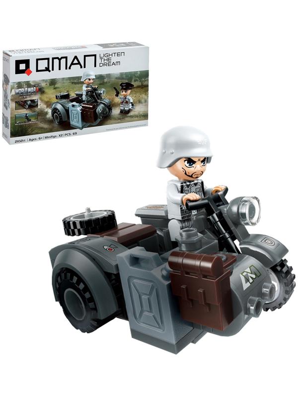 Конструктор блочный Вторая мировая война «Военный мотоцикл», 69 деталей