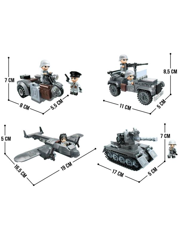Конструктор блочный Вторая мировая война «Военный мотоцикл», 69 деталей
