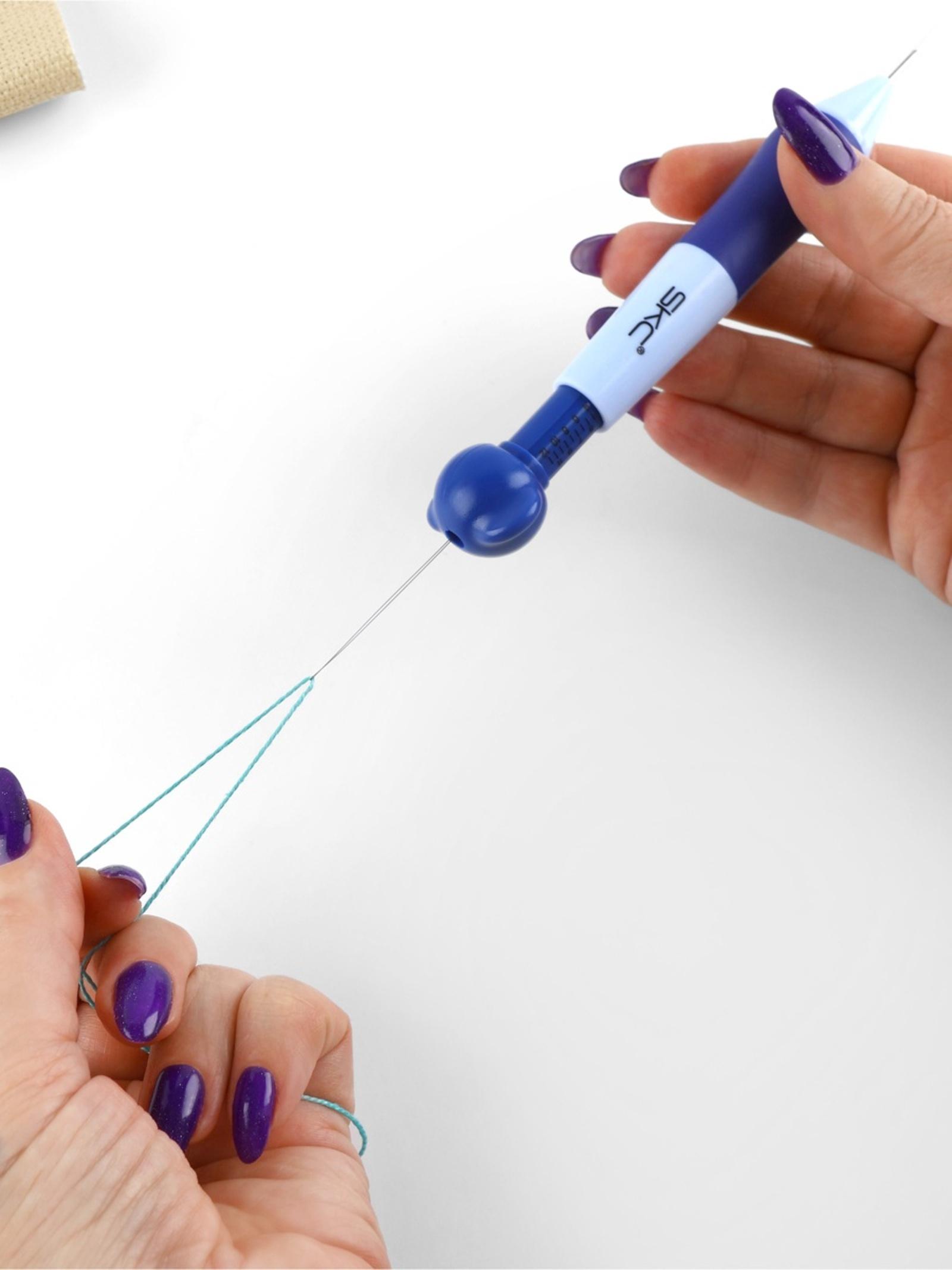 Игла для вышивания, для ковровой техники, d=1.3/1.6/2.2 мм, с нитевдевателями, голубая, синяя