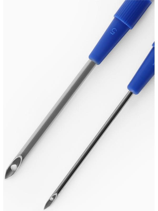 Игла для вышивания, для ковровой техники, d=1.3/1.6/2.2 мм, с нитевдевателями, голубая, синяя