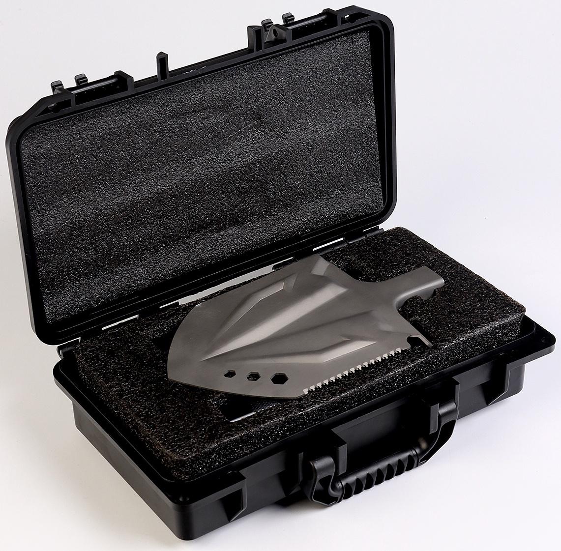 Лопата тактическая многофункциональная, с топором, в кейсе