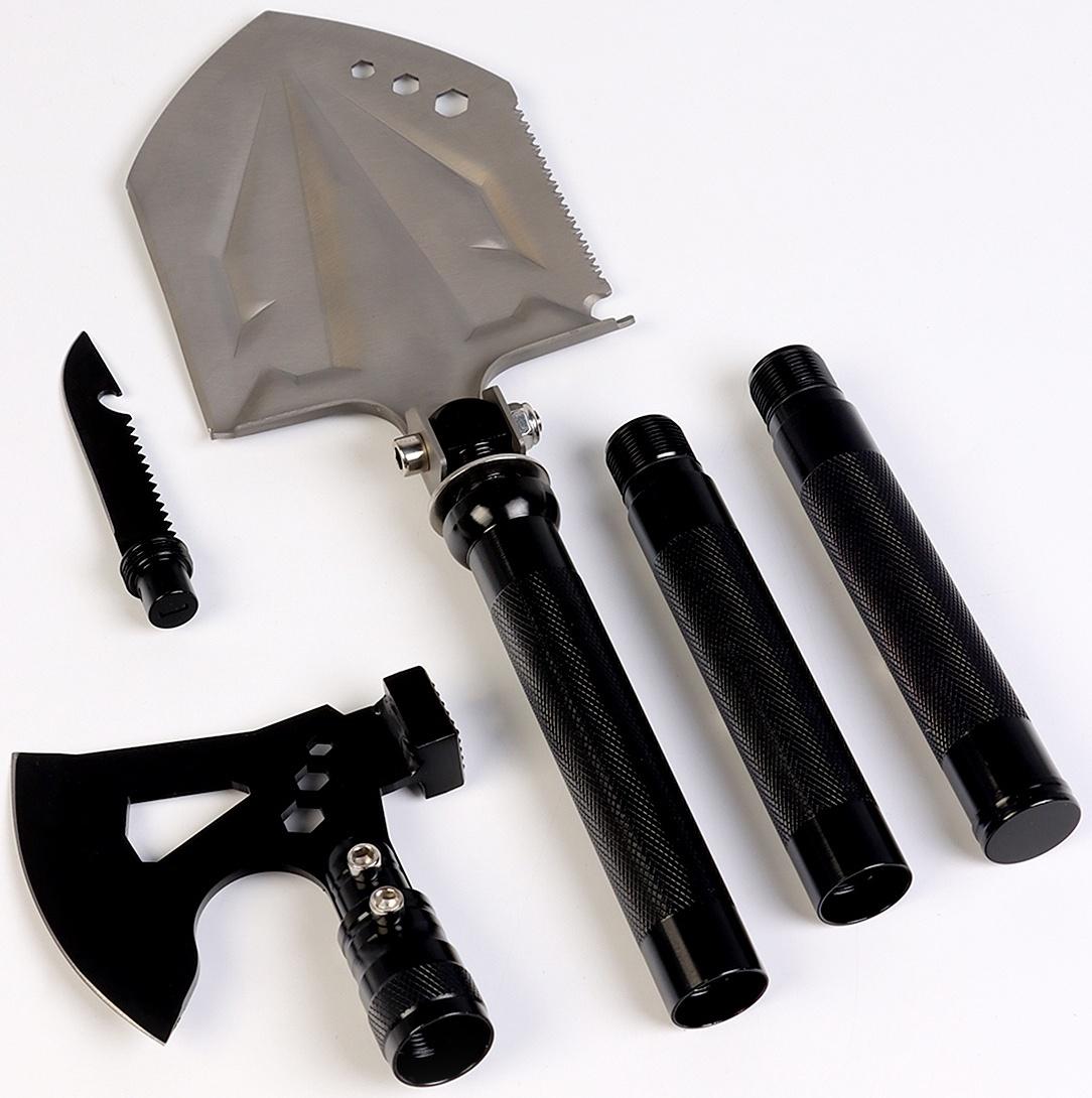 Лопата тактическая многофункциональная, с топором, в кейсе