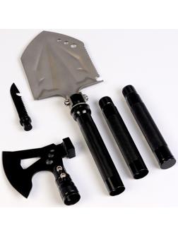 Лопата тактическая многофункциональная, с топором, в кейсе