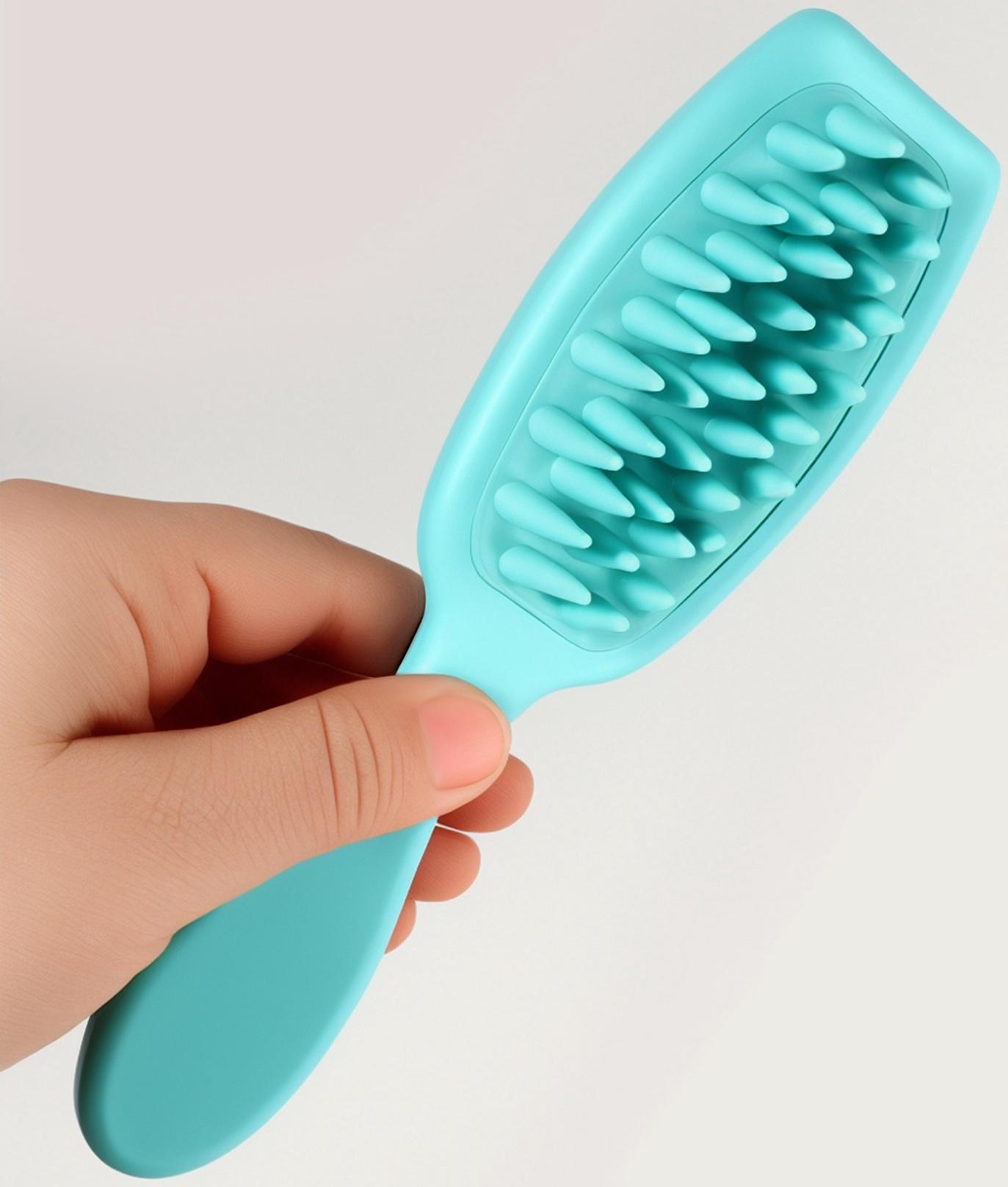 Массажёр для мытья головы, силиконовый, с крупными зубьями, 21×5.7 см, голубой
