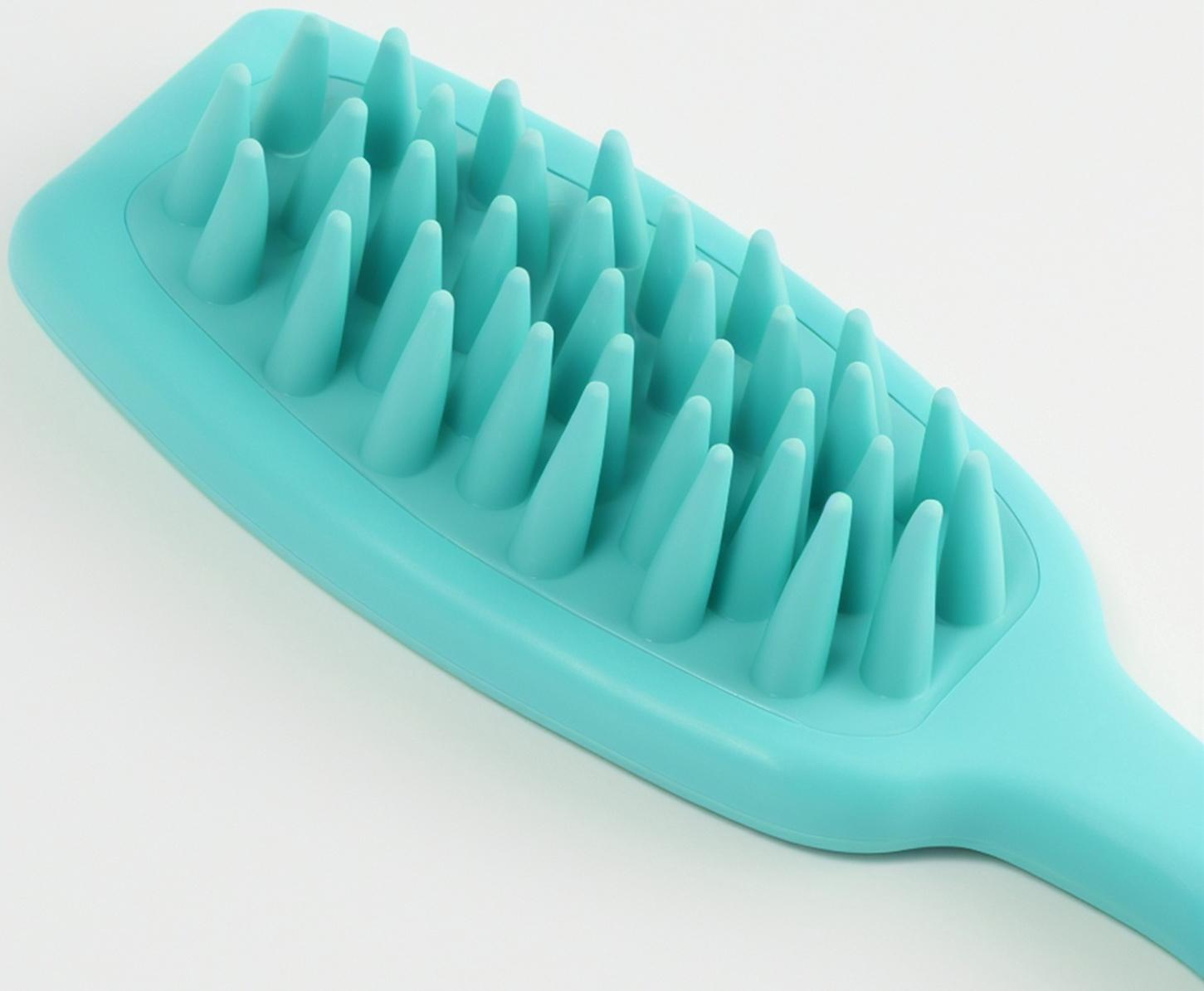 Массажёр для мытья головы, силиконовый, с крупными зубьями, 21×5.7 см, голубой