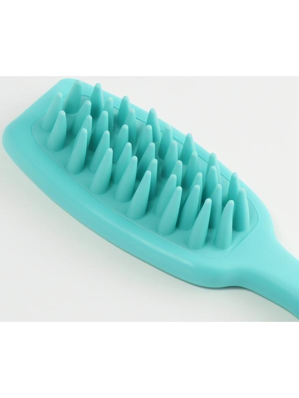 Массажёр для мытья головы, силиконовый, с крупными зубьями, 21×5.7 см, голубой