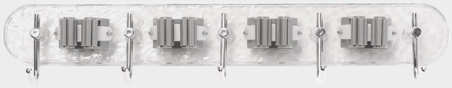 Держатель для швабр настенный самоклеящийся, прозрачная основа, 4 отделения, 42.5×6×6 см