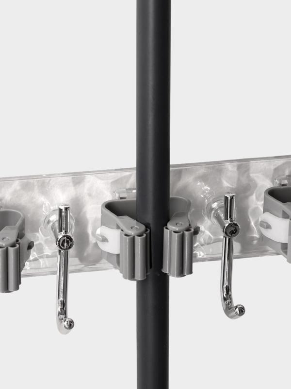 Держатель для швабр настенный самоклеящийся, прозрачная основа, 4 отделения, 42.5×6×6 см