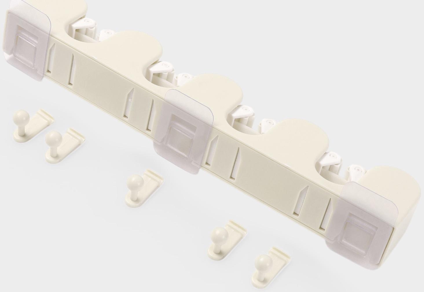 Держатель для швабр настенный самоклеящийся, 4 отделения, 33×6×6 см