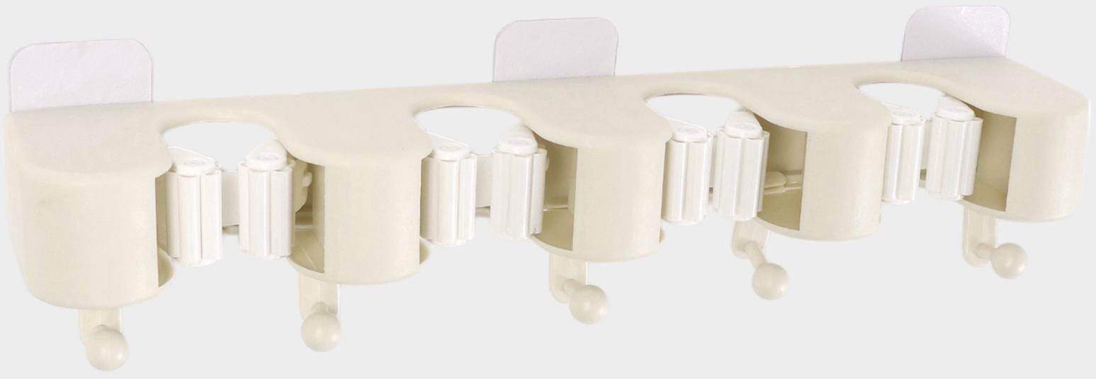 Держатель для швабр настенный самоклеящийся, 4 отделения, 33×6×6 см