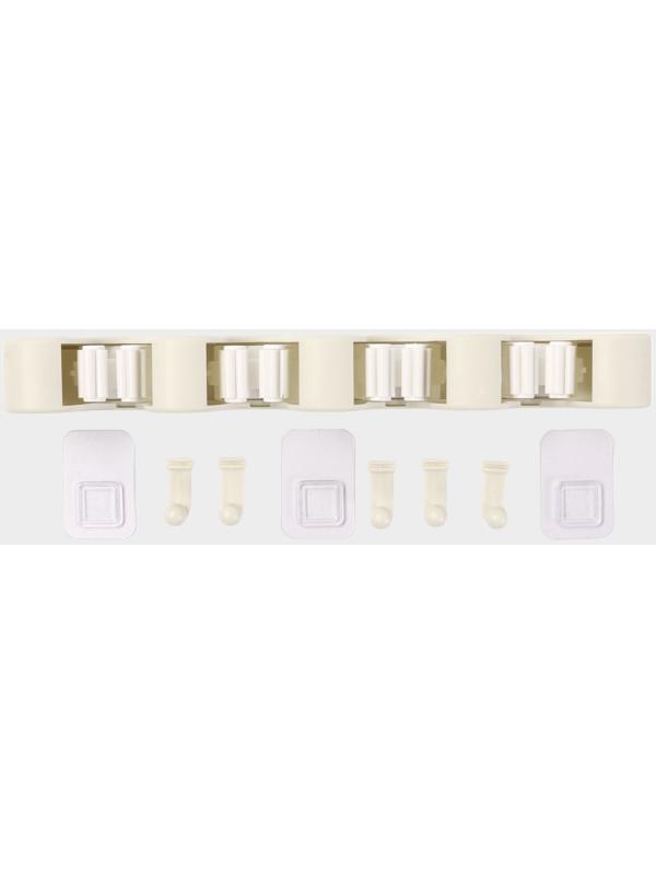 Держатель для швабр настенный самоклеящийся, 4 отделения, 33×6×6 см