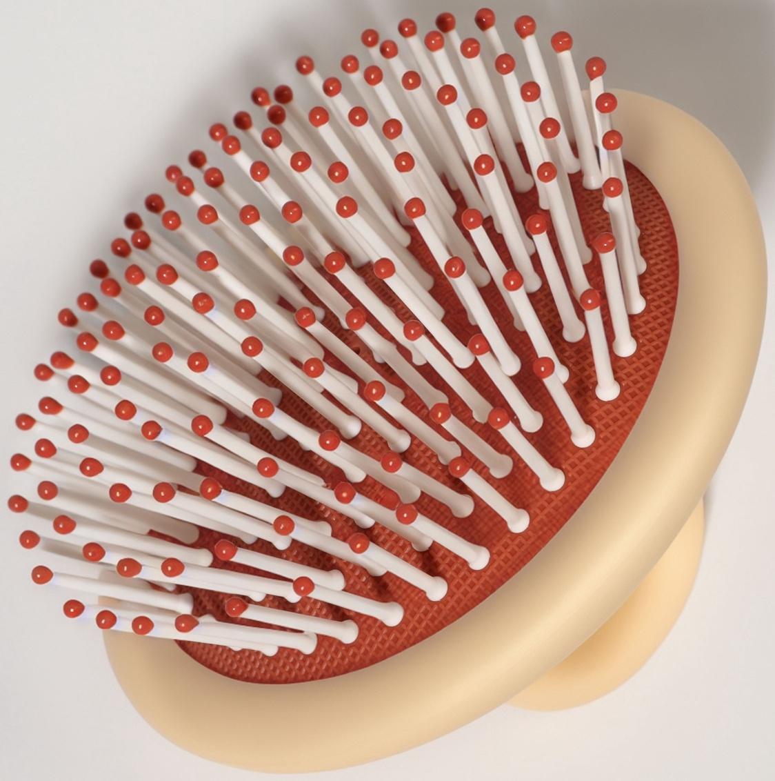 Расчёска массажная, компактная, 8×6.5 см, бежевая