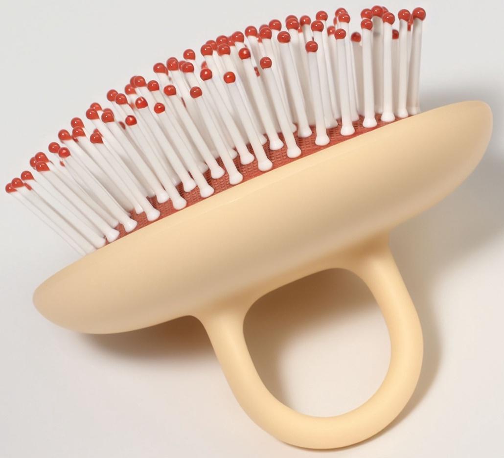 Расчёска массажная, компактная, 8×6.5 см, бежевая