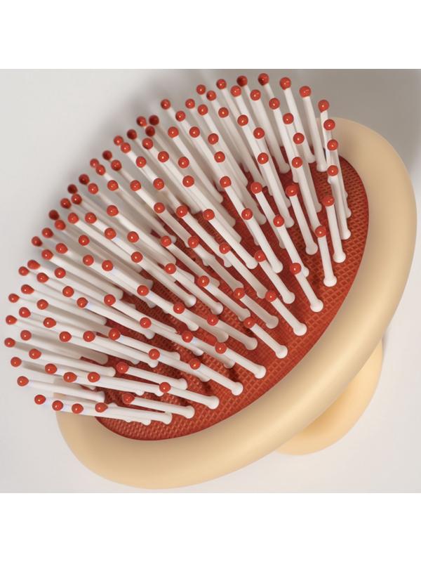 Расчёска массажная, компактная, 8×6.5 см, бежевая