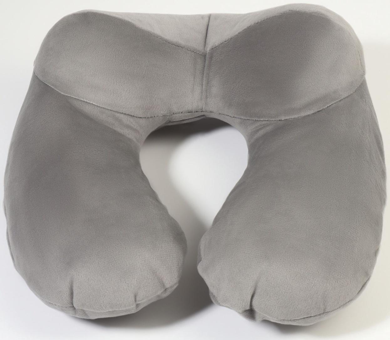 Подушка надувная для шеи, дорожная, 31×31 см, серая